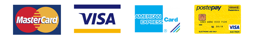 PayPal, MasterCard, Visa, American Express, Postepay